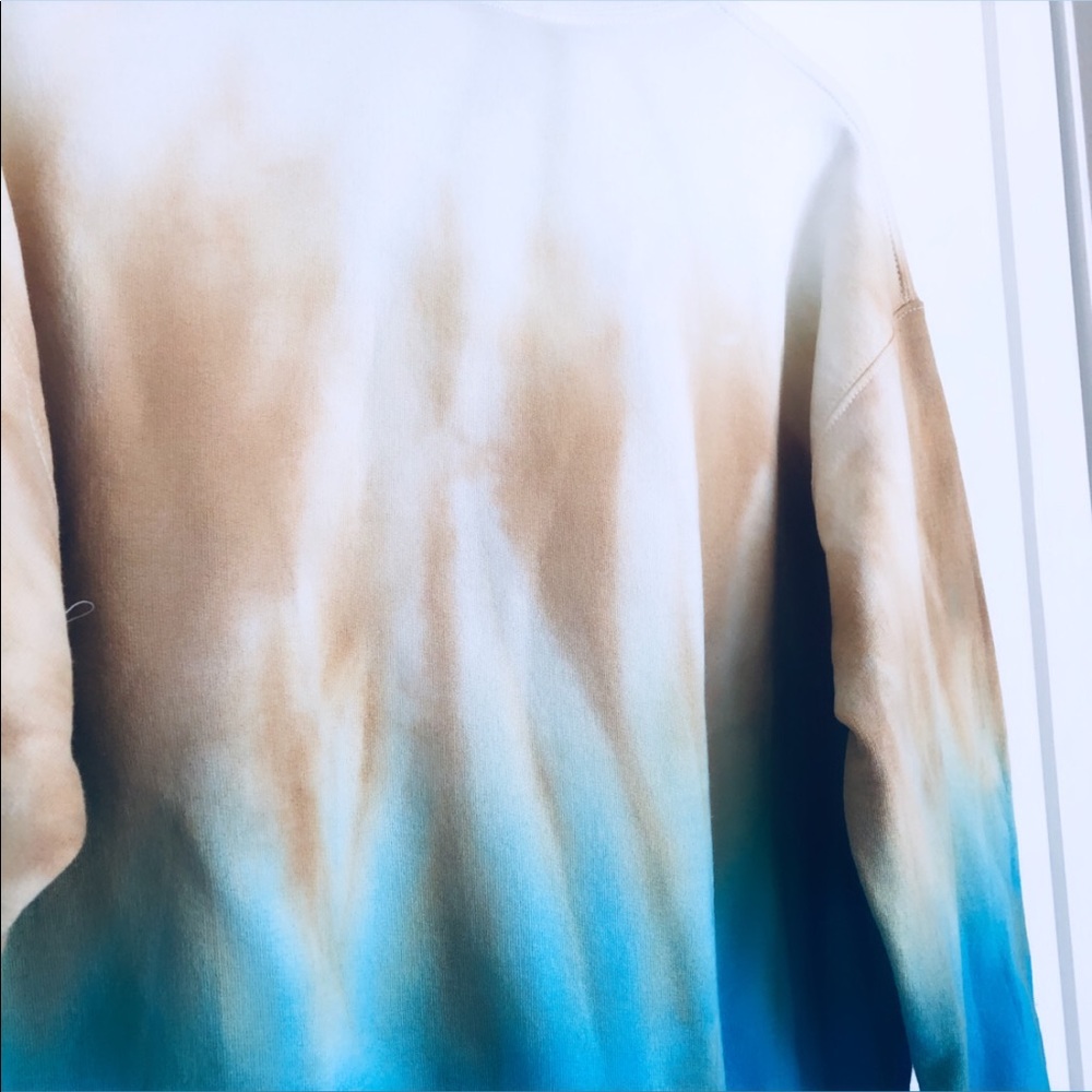 🔴SOLD🔴Tie Dye Golden Blue Colorblock NEW Hoodie - Picture 13 of 14